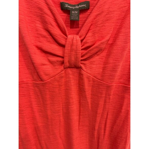 Tommy Bahama Red Cotton Sleeveless Dress Size M Knot Front Casual Sundress - Picture 4 of 9